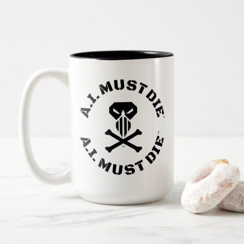 A.I. Must Die™ Logo (Military Font) Mug.